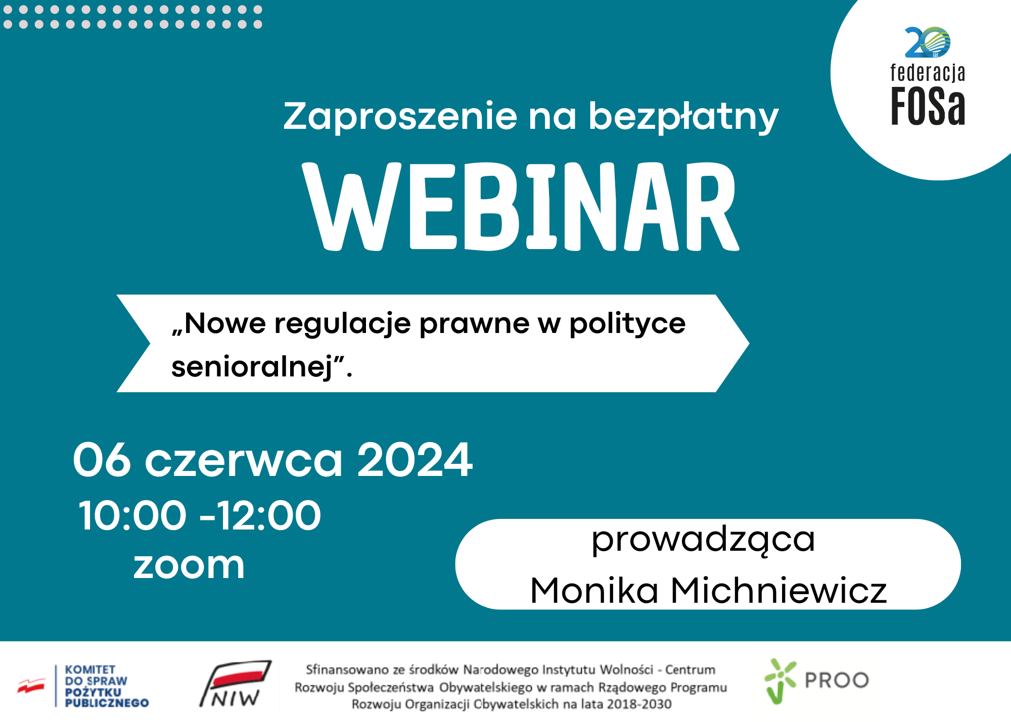 Webinarium „Nowe regulacje prawe w polityce senioralnej”